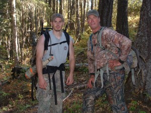 Mark and Jerry packing Jerry's bull off the mountain